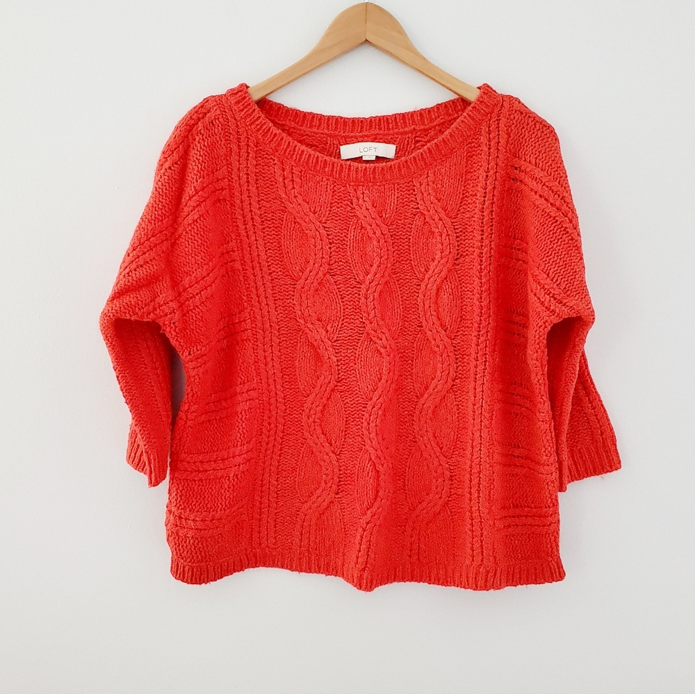 LOFT orange oversized dolman knit sweater medium